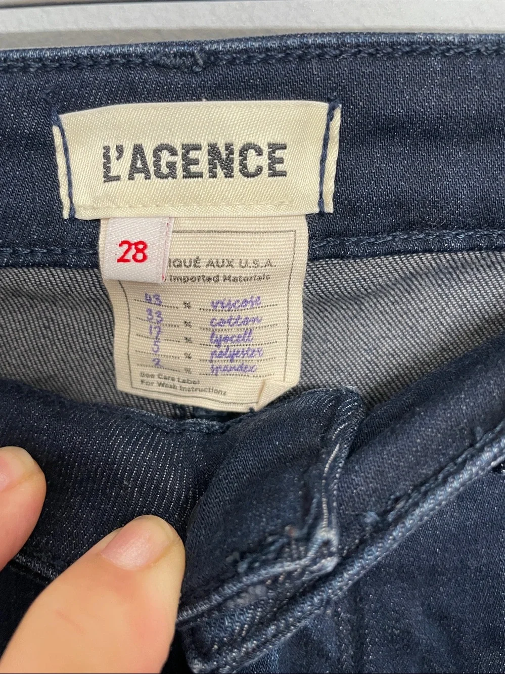 L'AGENCE High-Rise Skinny Jeans Dark Wash Indigo Blue Size 28